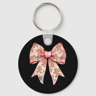 Porte-clés Pink Christmas Bow Coquette Xmas Gingbread Femmes