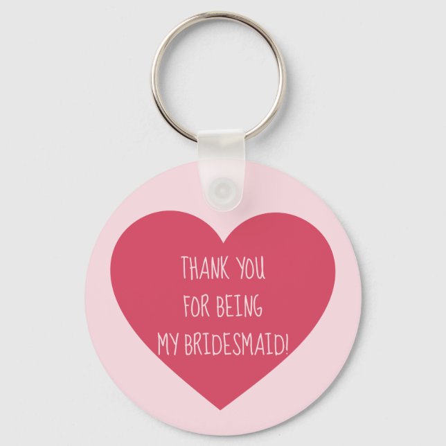 Porte-clés Pink Heart Bridesmaid merci (Recto)