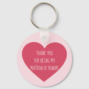 Porte-clés Pink Heart Matron d'honneur merci