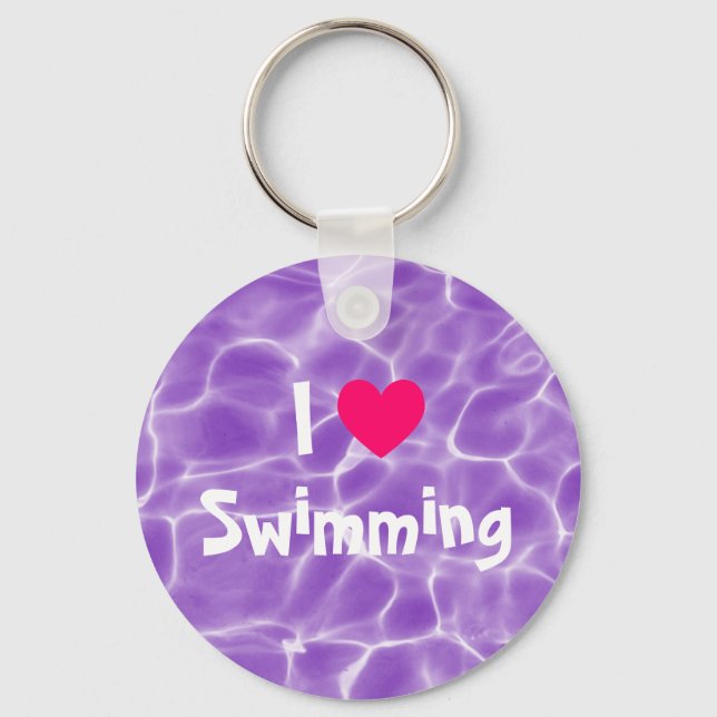 Porte-clés Pink I Love Piscine Violet Piscine (Recto)