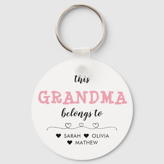 Porte-clés Pink personnalisé Cette grand-mère appartient au P (Recto)
