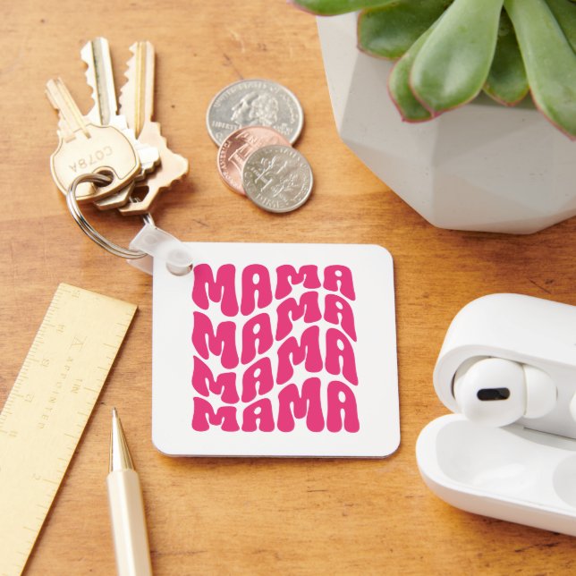 Porte-clés Pink Retro Super Mama Mère Mère Fête Maman (Bureau)