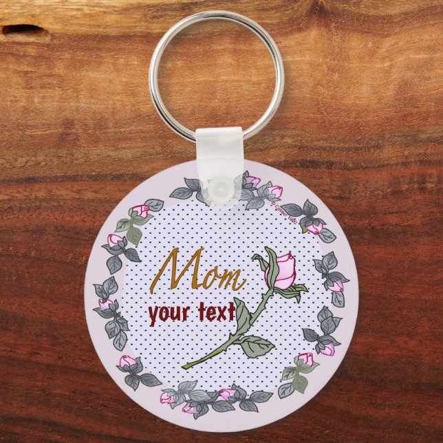 Porte-clés Pink Rosebud Maman porte - clé personnalisé (Recto)