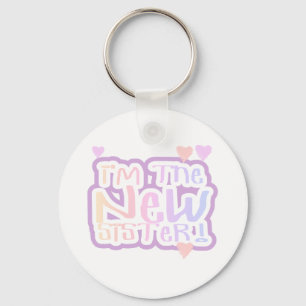 Porte-clés Pink Text Je suis la Nouvelle Soeur