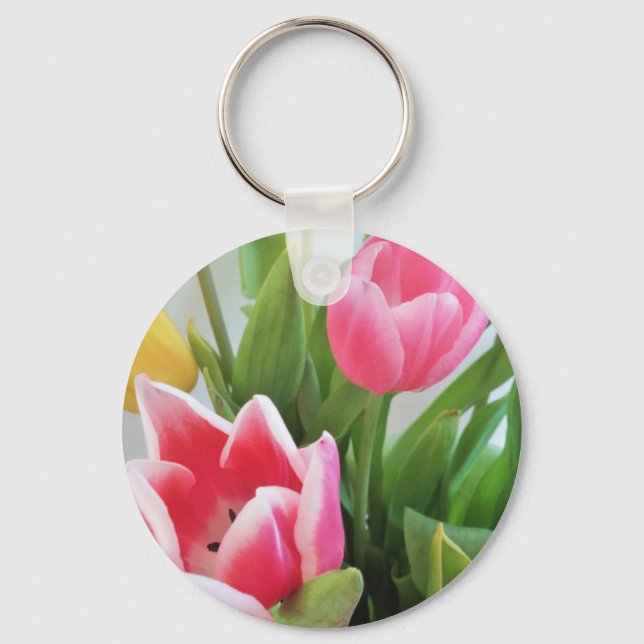 Porte-clés Pink Tulips, Floral Spring Bouquet, Flowers (Recto)