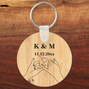 Porte-clés Pinky Promesse Couple personnalisé Monogramme et d