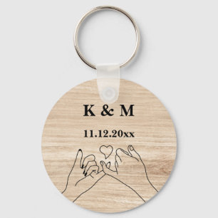 Porte-clés Pinky Promise Couple personnalisé Monogramme et d