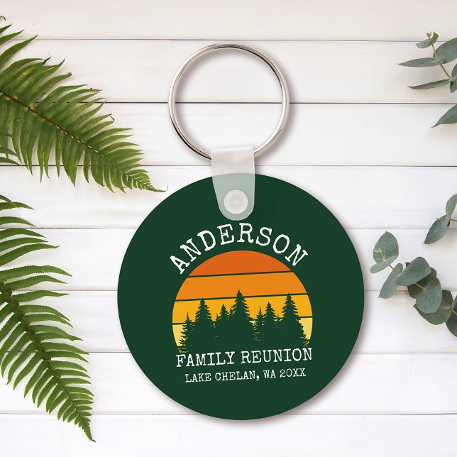 Porte-clés Pins de Réunion Famille Sunset Green (Customize to change text size or text style.)