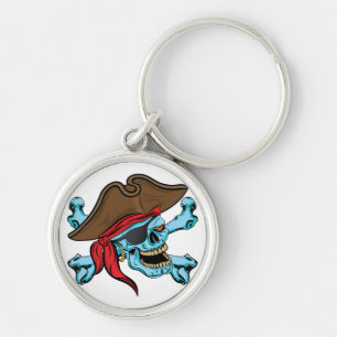 Porte-clés Pirate crâne et os croisés