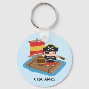 Porte-clés Pirate de garçon mou sur des enfants en bois