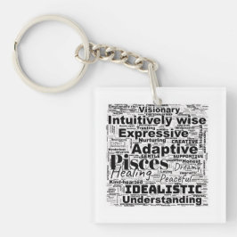 Porte-clés Pisces Word Cloud Zodiac Inspiration T-shirt