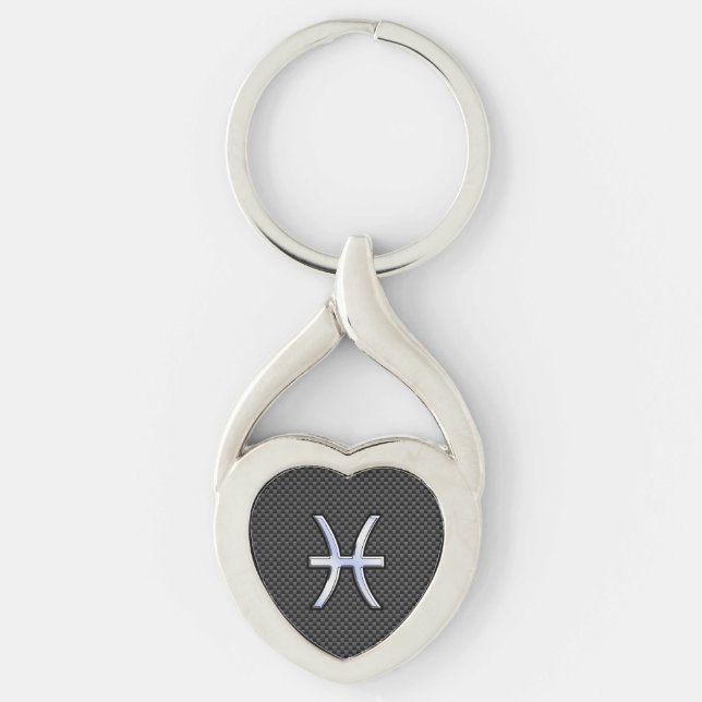 Porte-clés Pisces Zodiac Connexion en fibre de carbone (Devant)
