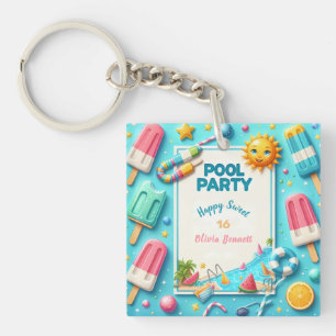 Porte-clés Piscine Fête Anniversaire Sweet sixteen Été Nage