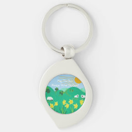 Porte-clés pittoresque illustration amusante de mouton mignon