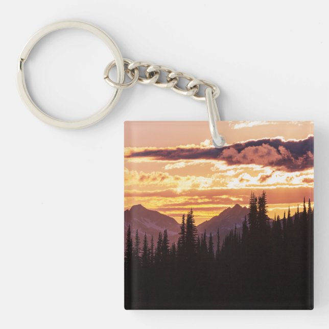 Porte-clés Pittoresque Sunset Mountains Jungle Pine Tree Fall (Devant)