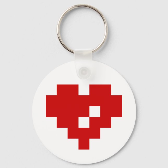 Porte-clés Pixel Coeur 8 bits Amour (Recto)