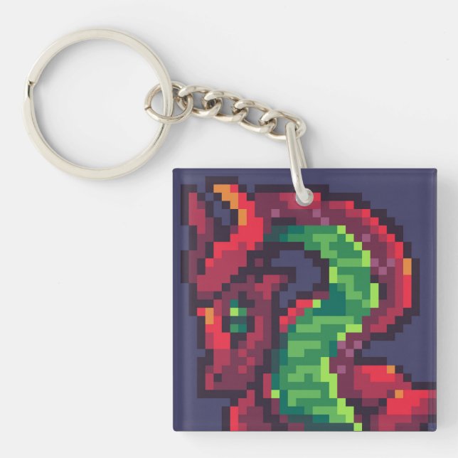 Porte-clés Pixelart, dragon (Devant)