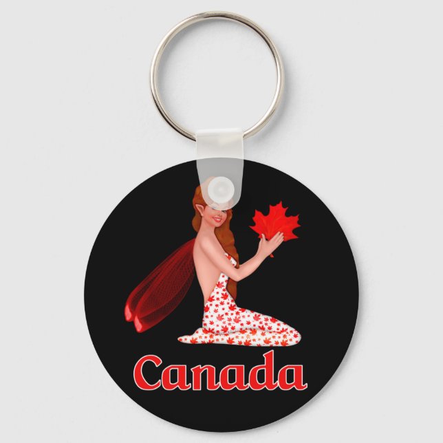 Porte-clés Pixie canadienne avec feuille d'érable (Recto)
