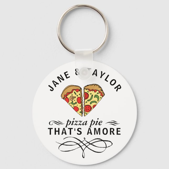 Porte-clés Pizza d'amour personnalisée (Recto)