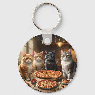 Porte-clés "Pizza Paw-ty : Quatre Chats Creusent !"