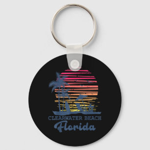 Porte-clés Plage de Clearwater Floride Tropical Rétro Coucher