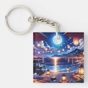 Porte-clés Plage enchantée à la peinture nocturne