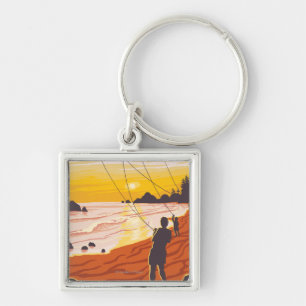 Porte-clés Plage et cerfs-volants - Ilwaco, Washington