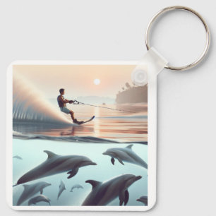 Porte-clés Plage et dauphins