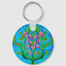 Porte-clés Plage Fleurs Peinture Acrylique