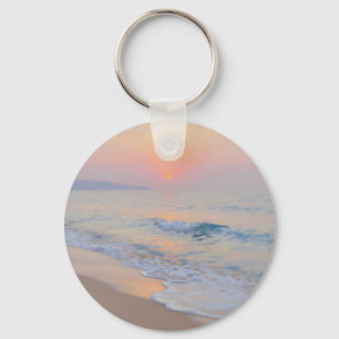 Porte-clés Plage sereine du coucher de soleil lueur de l'océa