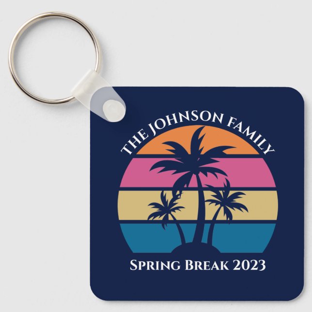 Porte-clés Plage Tropicale Cute Plage Bleue Personnalisée Pla (Recto)