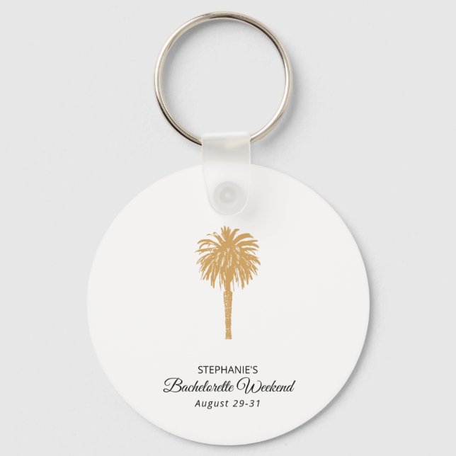 Porte-clés Plage Tropicale Gold Palm Destination Bachelorette (Recto)