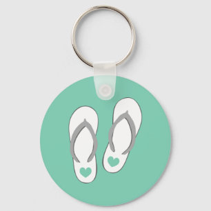 Porte-clés Plage verte à la menthe tongs chaussons porte - cl