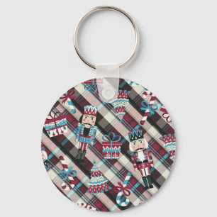 Porte-clés Plaid Blue Burgundy