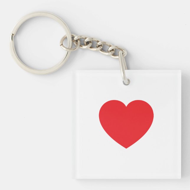 Porte-clés Plain Modern White Red Love Heart Graphic (Devant)