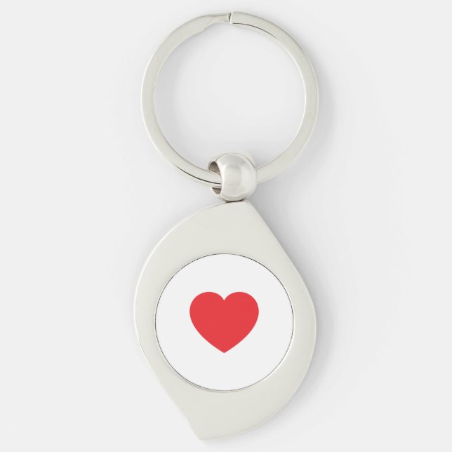 Porte-clés Plain Modern White Red Love Heart Graphic (Devant)