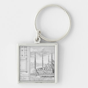 Porte-clés Plan et vue de la mosquée bleue (1609-16), établ