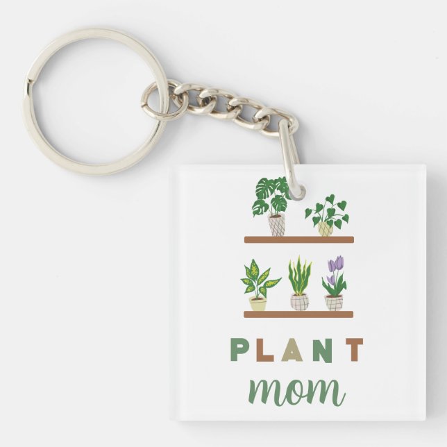 Porte-clés Plante Maman Cadeau Vert Tropical (Devant)
