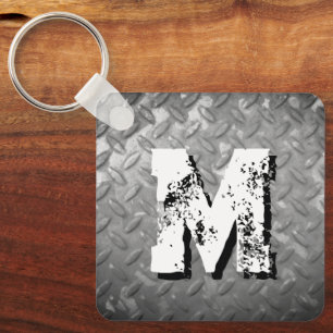 Porte-clés Plaque de diamant en acier personnalisée avec mono