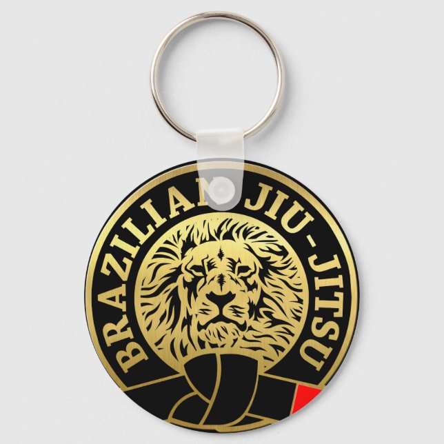 Porte-clés Plaqué or brésilien Jiu Jitsu Lion (Recto)