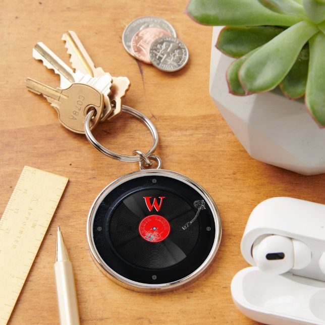 Porte-clés platine vinyle intemporel (Bureau)