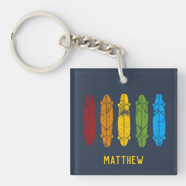 Porte-clés Platines Rainbow Skateboards Personnalisées (Devant)