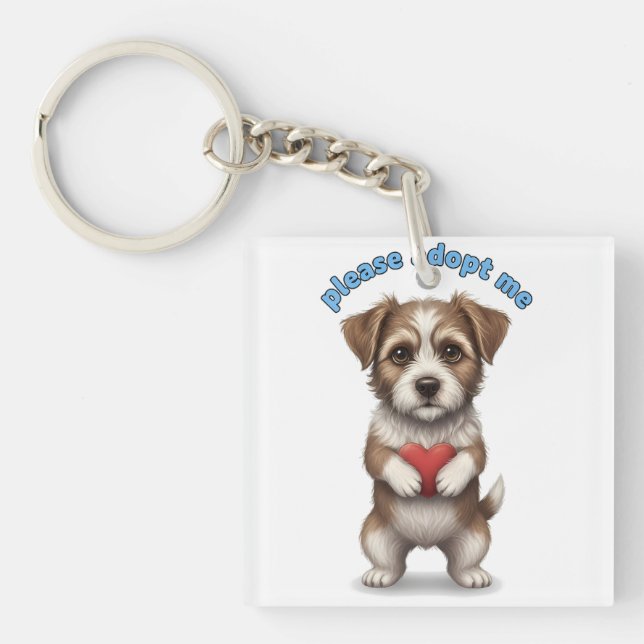 Porte-clés Please Adopt Me – Cute Rescue Dog Illustration wit (Devant)