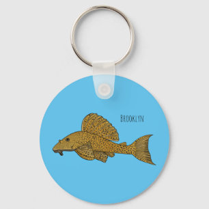 Porte-clés Pleco fish cartoon illustration 