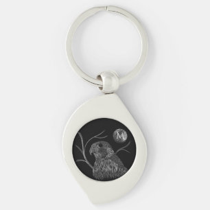 Porte-clés Pleine lune de faucon Monogramme noir