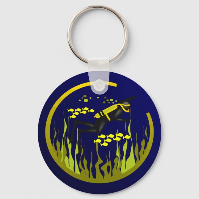 Porte-clés Plongée sous-marine avec poisson jaune (Recto)