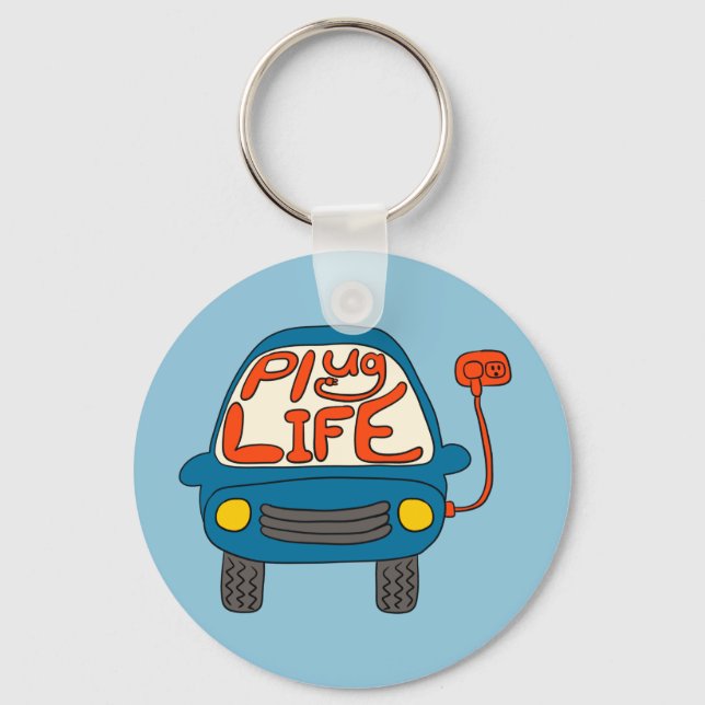 Porte-clés Plug Life Cute Blue Electric Voiture (Recto)