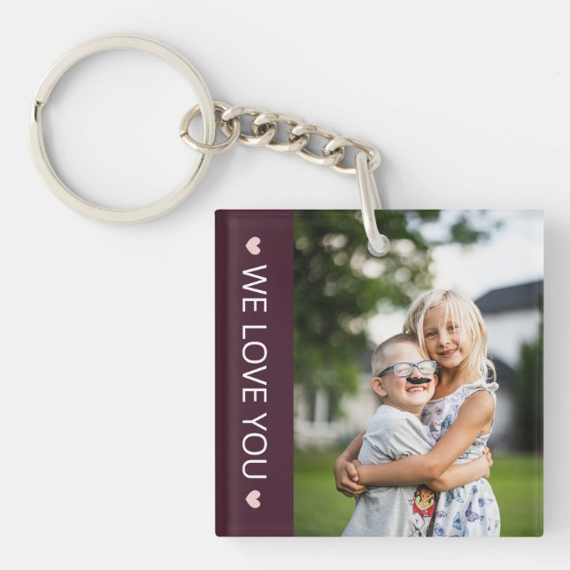 Porte-clés Plum & Pink We Love You Photo (Devant)