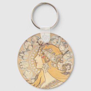 Porte-clés PLUME de LA de ~ de Mucha de ~ de Nouveau d'art