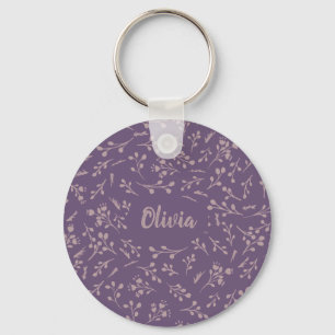 Porte-clés Plumes Feuille de tulipe violet personnalisé Moti